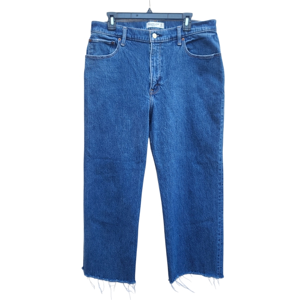 Abercrombie & Fitch | 90s Relaxed High Rise Jeans Raw Hem Size 14 SHORT INSEAM